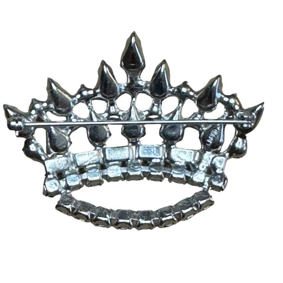 B David Signed Crown Colorful Pronged Rhinestone Brooch Vintage - Picture 3 of 4